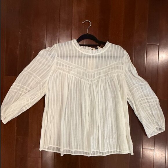Universal Thread White Peasant Blouse XXL Long Sleeve Sheer Stripe Boho - NWT - Picture 3 of 4